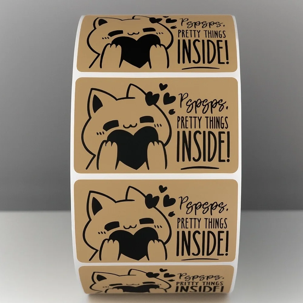 Pspsps Pretty Things Inside Stickers – Cute Cat Labels for Packaging and Orders